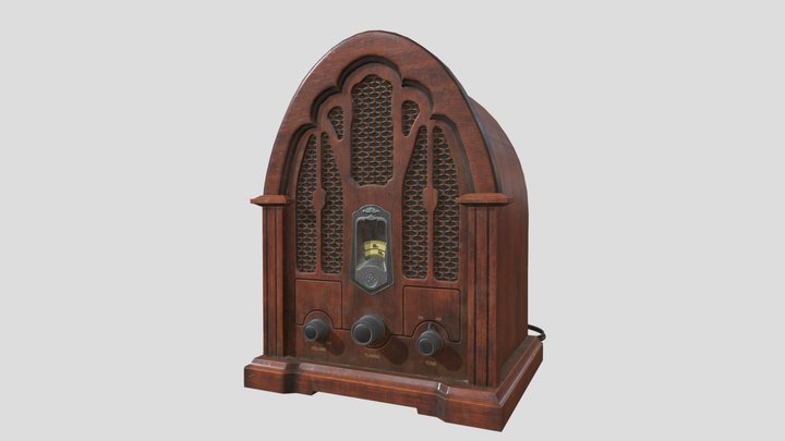 GE Wood Cathedral AM/FM Radio 1923 Model 3D Model