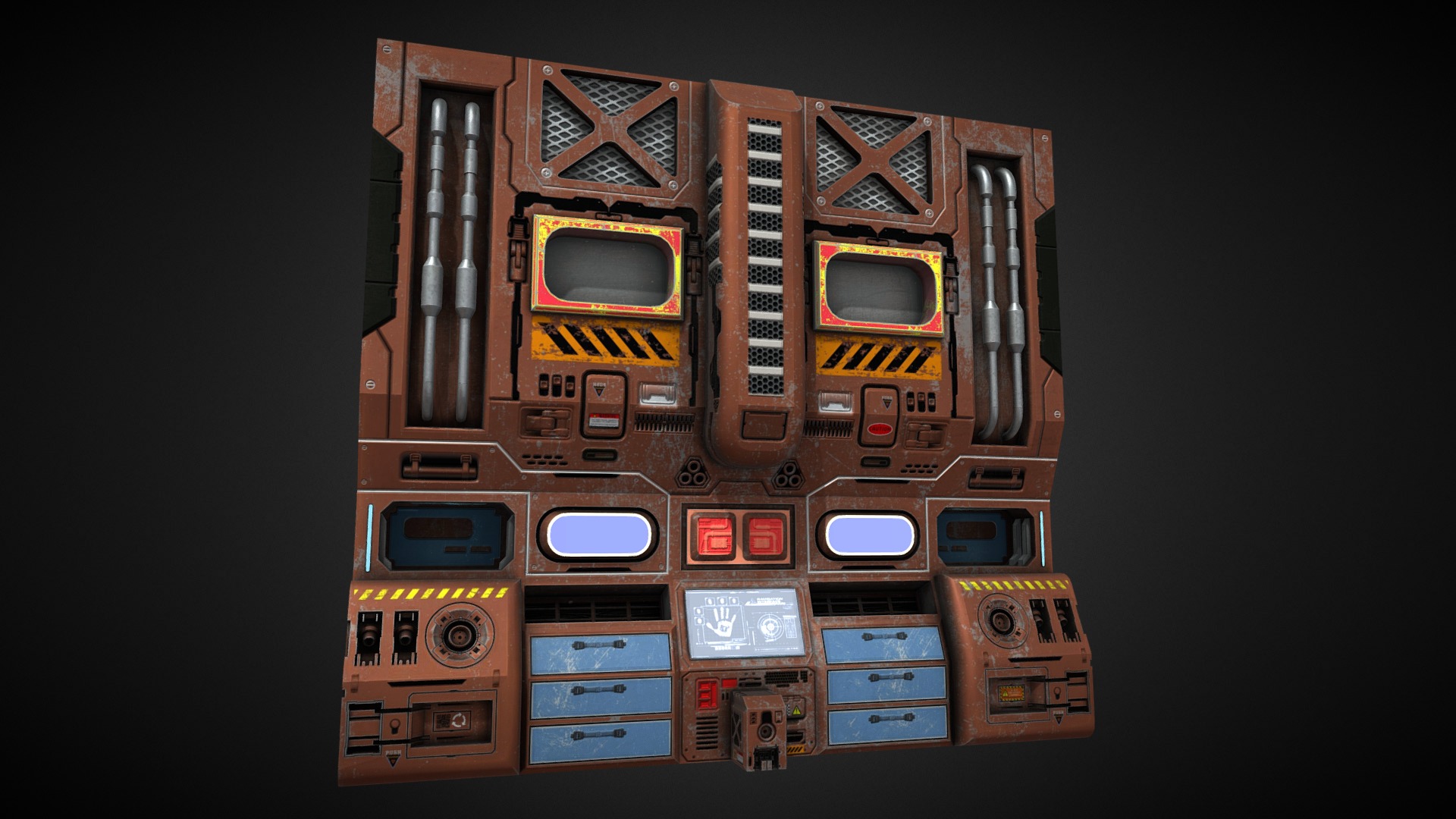 3D model Sci Fi Corridor Panel - This is a 3D model of the Sci Fi Corridor Panel. The 3D model is about a robot with many buttons.