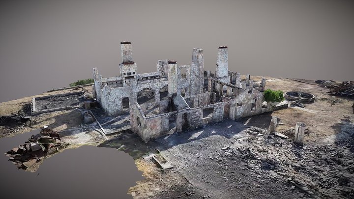 Demo Ranch Burned Lodge 3D Model