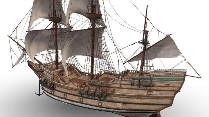 Galleon Mayflower Multideck Ship 3D Model