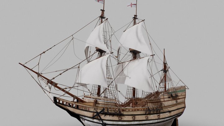 Galleon Mayflower Multideck Ship 3D Model