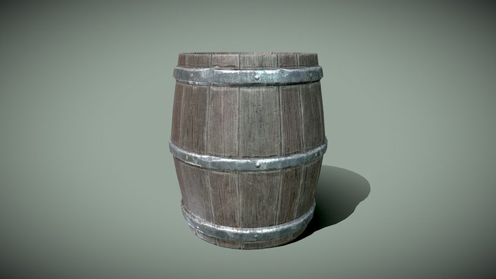 Wooden Barrel Game Ready Asset 3D Model