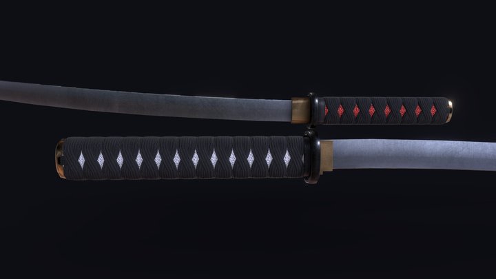 Game Ready Katana And Wakizashi 3D Model