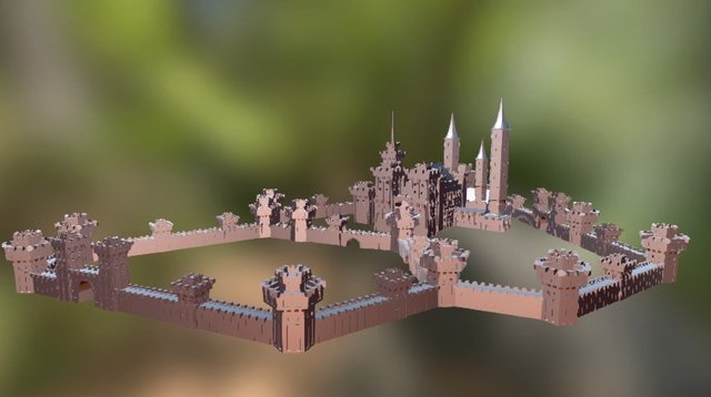 Castle With Walls 3D Model