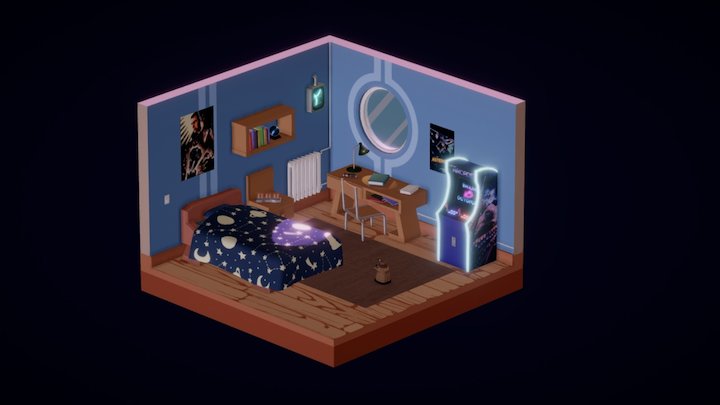 Low Powly SF Bedroom 3D Model