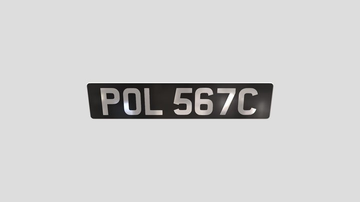 Old style UK number plate 3D Model