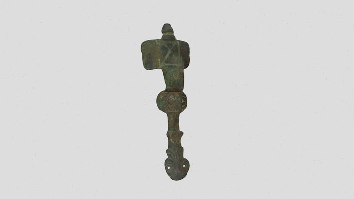 Cast Copper Alloy Cruciform Brooch 3D Model