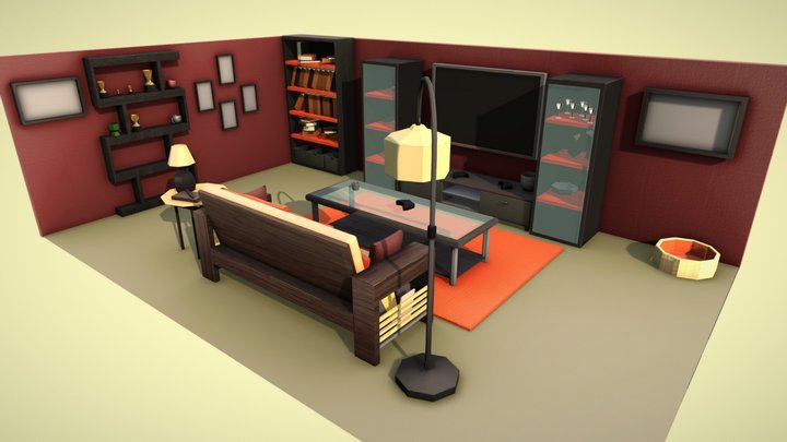 3D Living Room Model 3D Model