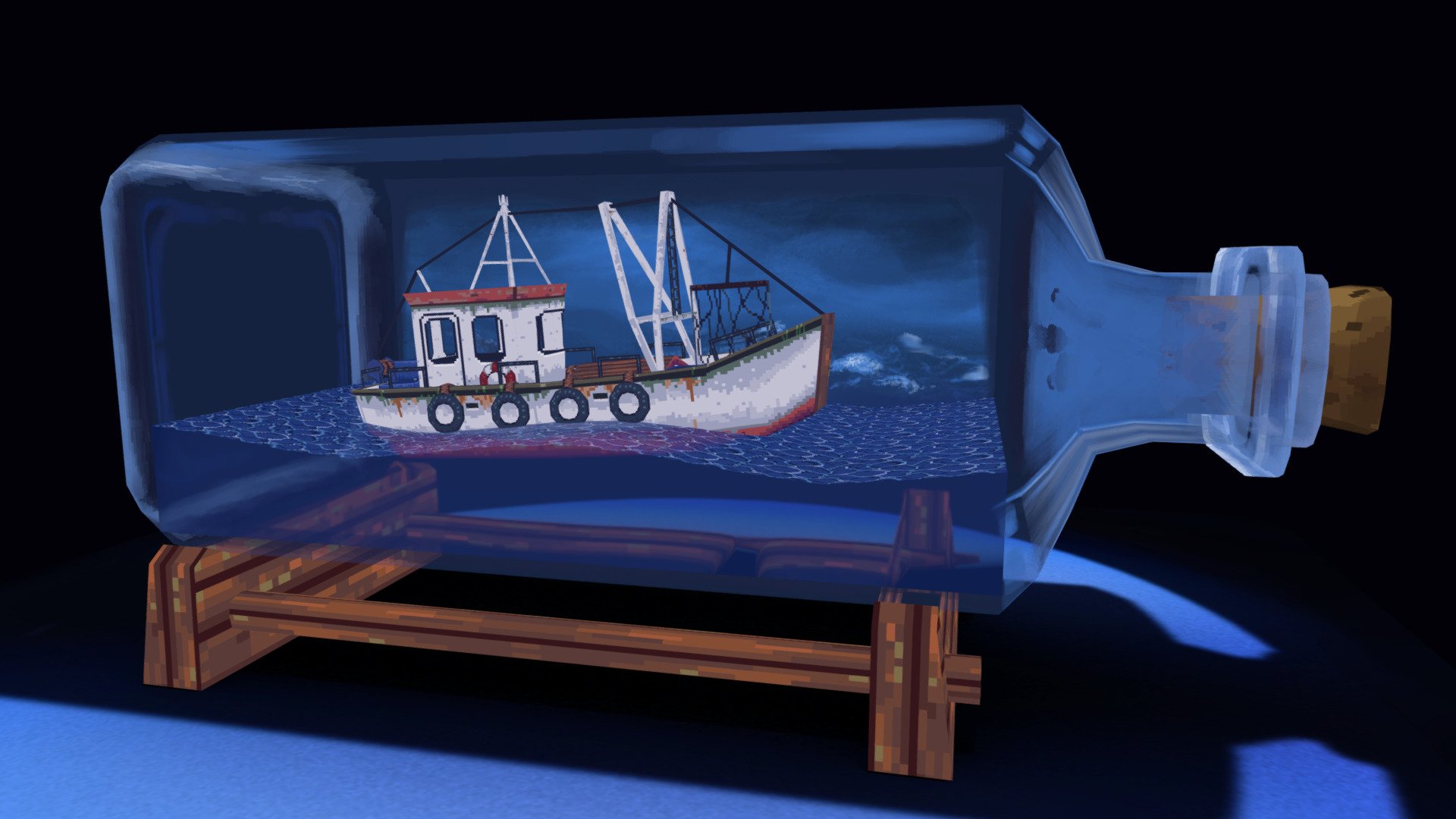 3d Pixel Art Fishing Boat