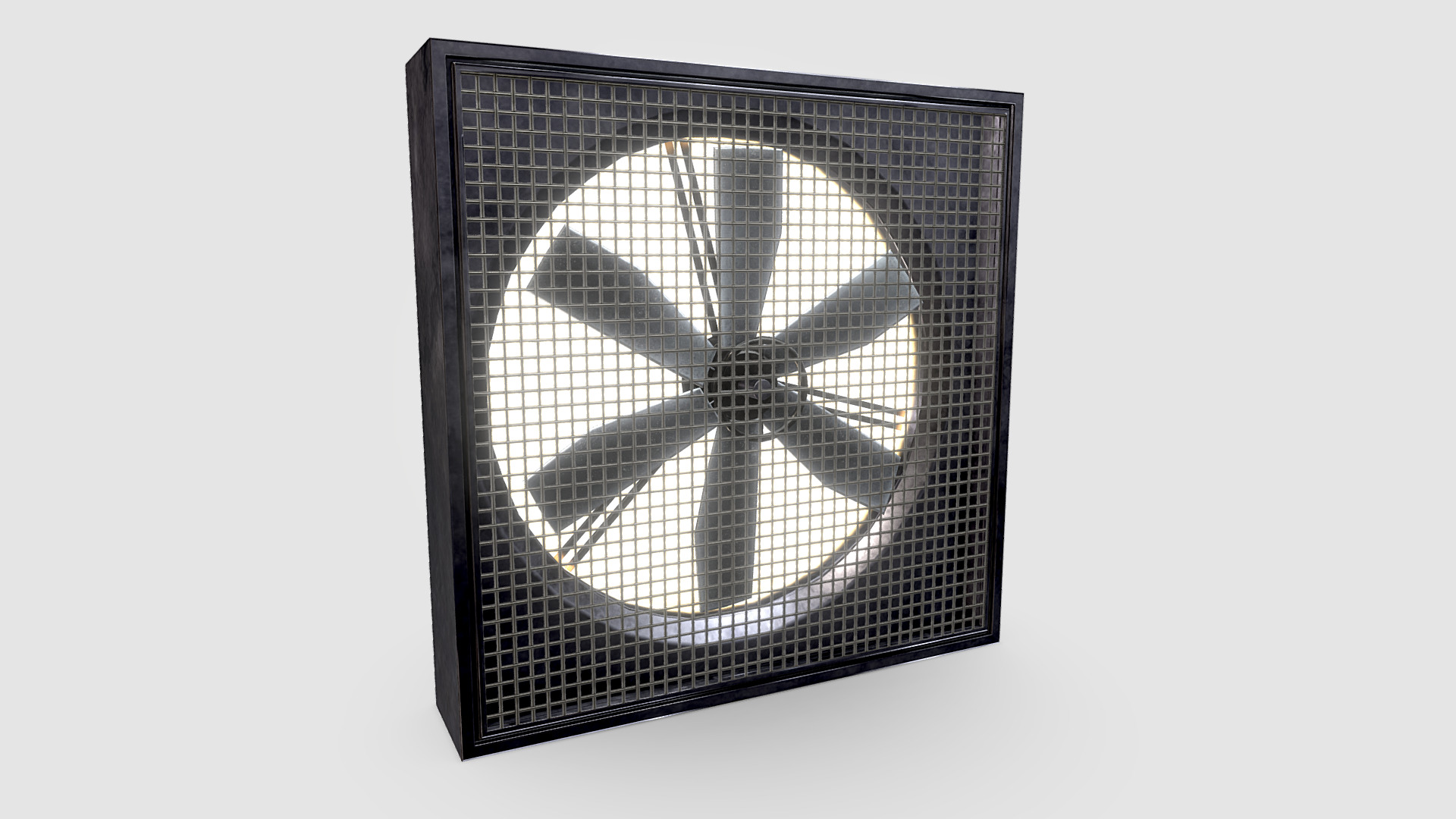 3D model Industrial Warehouse Fan - This is a 3D model of the Industrial Warehouse Fan. The 3D model is about a black and white photo of a fan.
