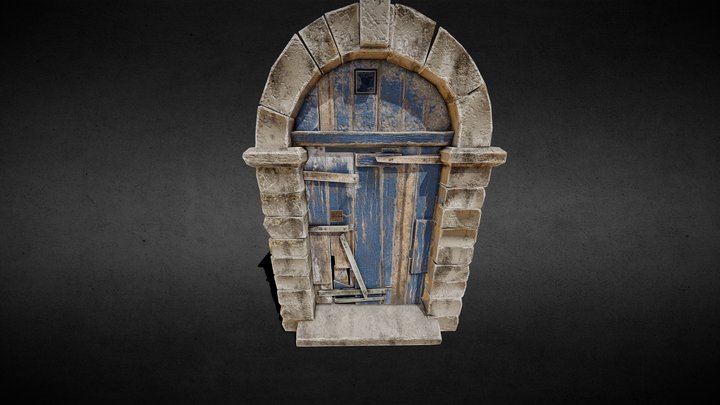 Low poly broken 3D door 3D Model
