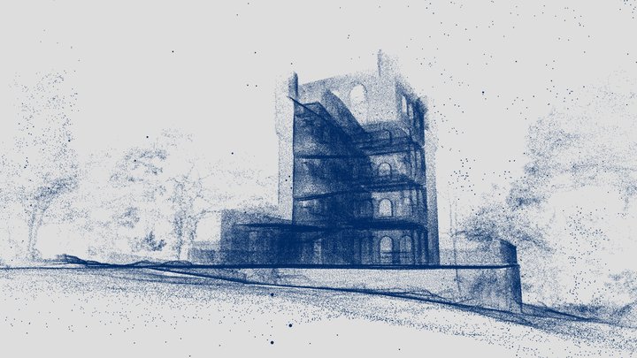 Revolving building, park 3D scan, point cloud 3D Model