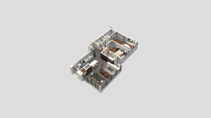 Apartamento 2 dormitórios - NK 3D Model