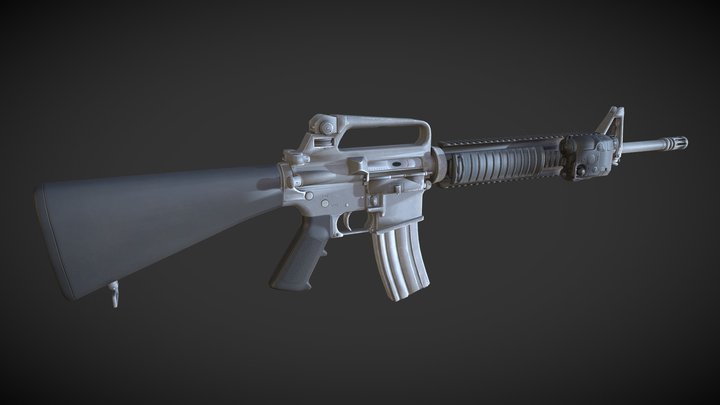 M16A2 RIS 5.56mm assault rifle 3D Model