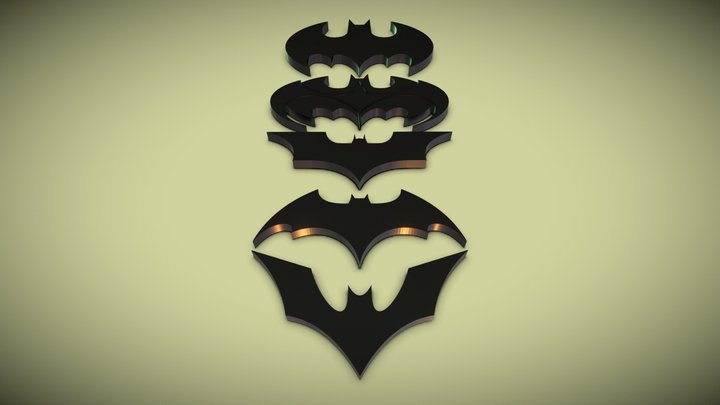 Minimalistic Batman Emblems Logo 3D Model