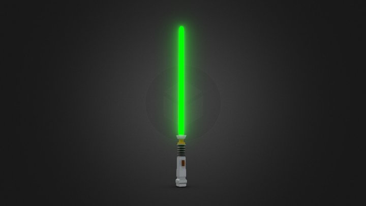Low poly lightsaber (Luke) (Activated) 3D Model