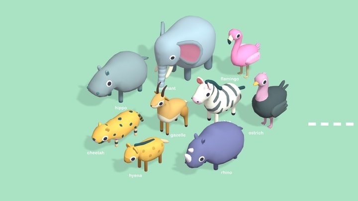 Safari Animals - Quirky Series, an Animal 3D Model by Polydactyl (Thumbnail 1 of 6)