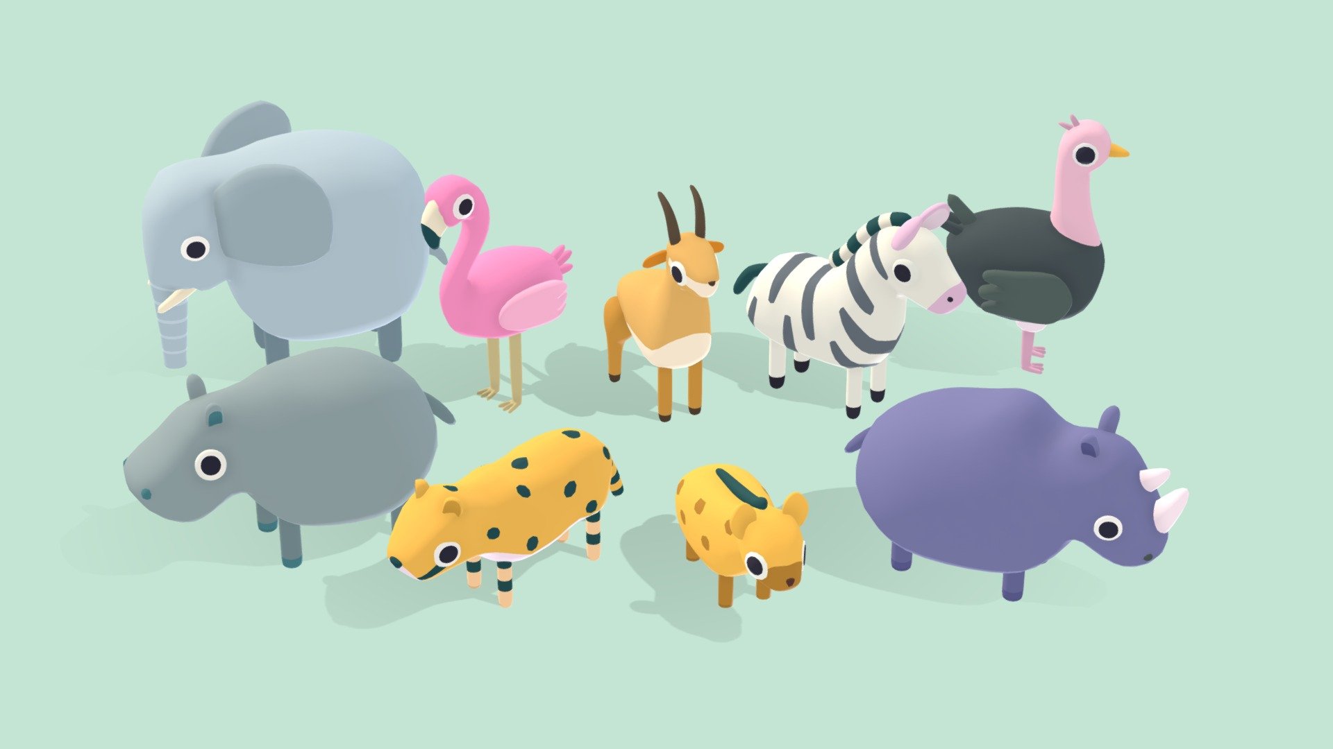 Safari Animals - Quirky Series - Buy Royalty Free 3D model by Omabuarts  Studio (@omabuarts) [6444eee]