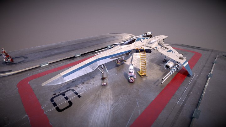 E-wing Hangar Scene 3D Model