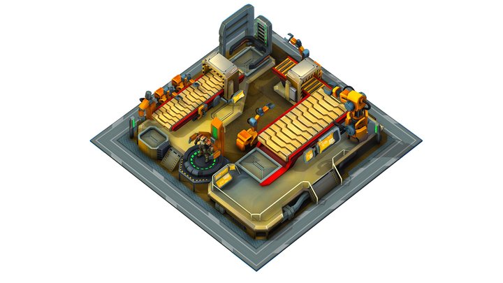 isometrical Mechanical Robot Assembly Conveyor 3 3D Model