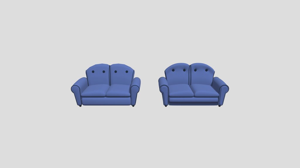 Modelado de Sofá (High Poly a Low Poly)