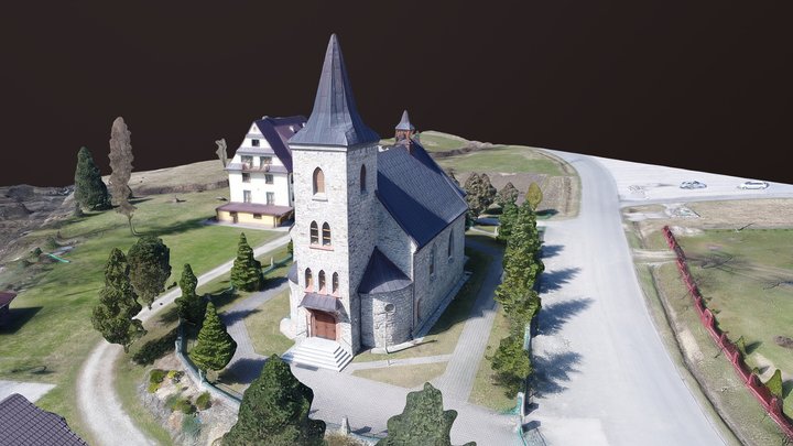 Węglówka, church and surroundings 3D Model