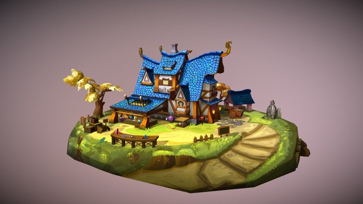 House lowpoly handpainted 3D Model