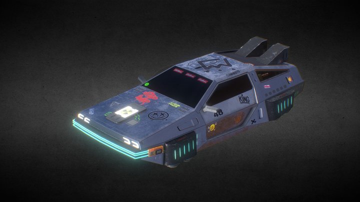 Cyberpunk ghetto DeLorean 3D Model