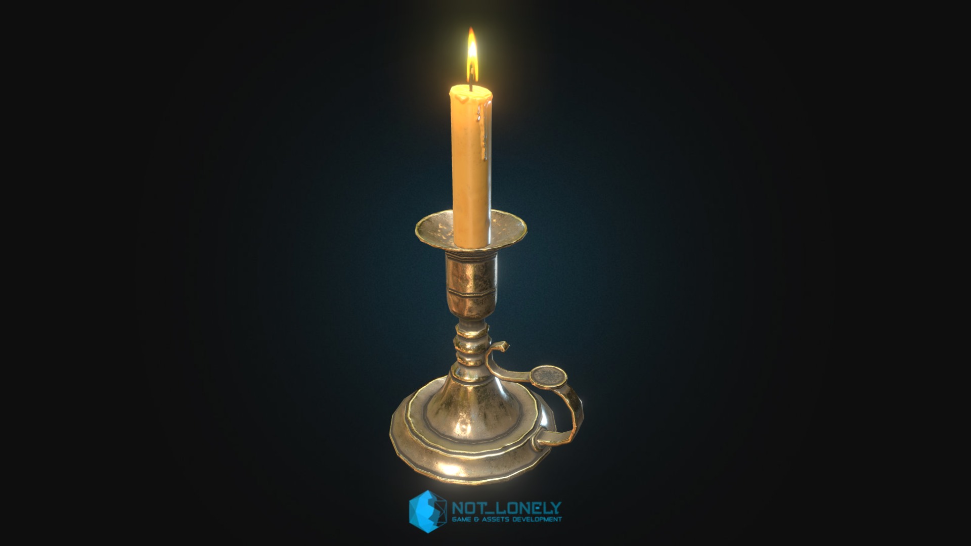 3D model Candlestick - This is a 3D model of the Candlestick. The 3D model is about a lit candle on a stand.