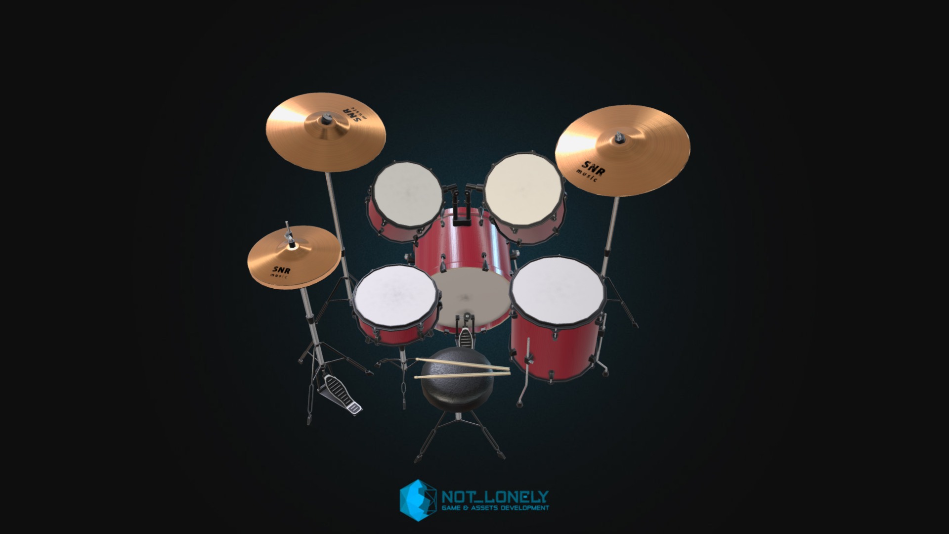3D model Drum Kit - This is a 3D model of the Drum Kit. The 3D model is about a drum set with a microphone.