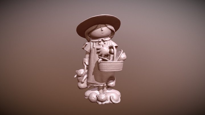 Annie The Cat Lady 3D Model