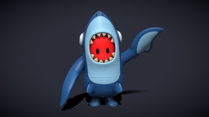 Fall Guys Shark Costume 3D Model
