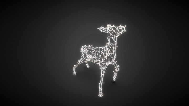 Reindeer decoration with Glowing Light Bulbs 3D Model