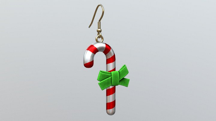 Candy Cane Earring 3D Model