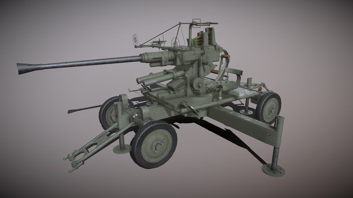 Bofors 40mm Anti-Air cannon 3D Model
