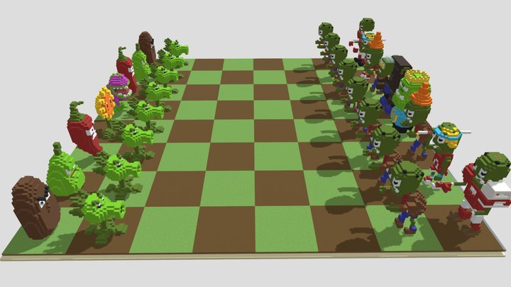 3d Chess Plants Vs Zombies.obj 3D Model