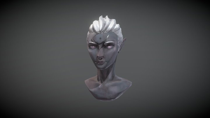 Dark Fantasy Handpainted Headbust LOD 0 3D Model
