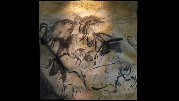 Scene with horses from the Chauvet's Cave – Gratis 3D-model STL