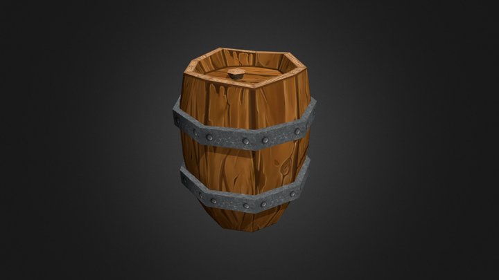 Low Poly Wood Barrel 3D Model