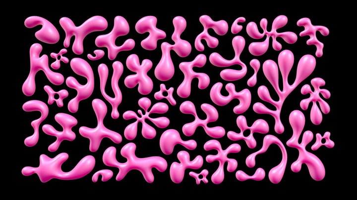 Organic Abstract Shapes Asset Pack / 95 Shapes 3D Model