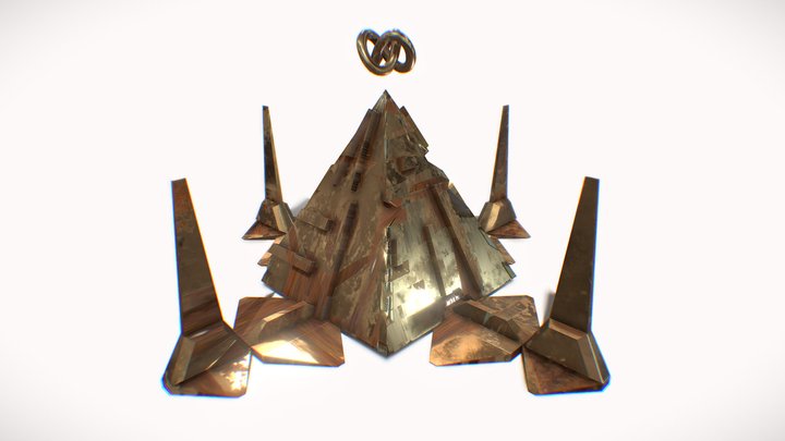 Golden Infinite Pyramid ( Animated ) 3D Model