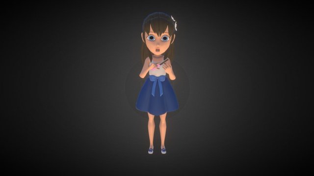 Girl Animation w Prop 3D Model