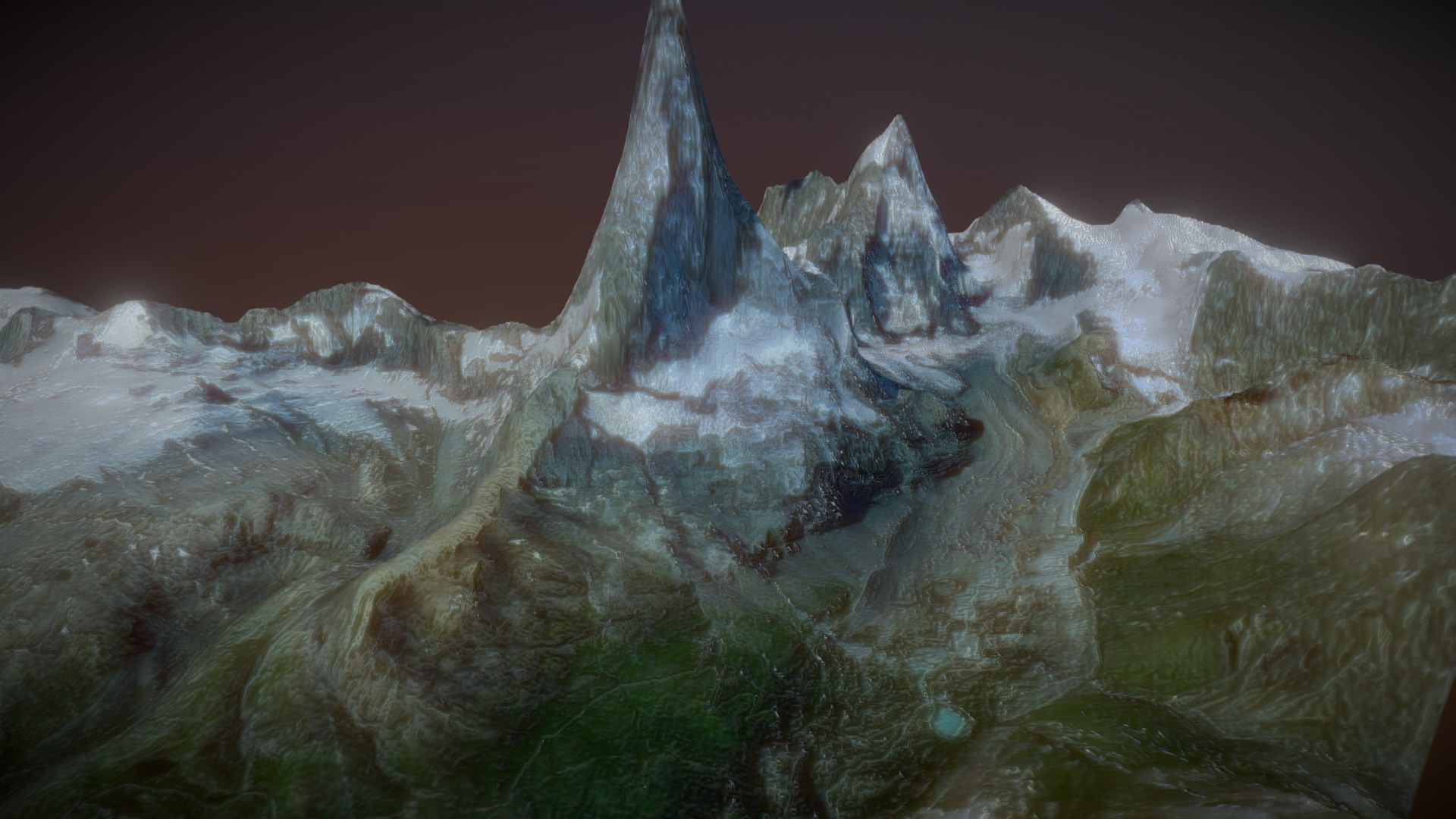 3D model Matterhorn 1 - This is a 3D model of the Matterhorn 1. The 3D model is about a mountain with snow.