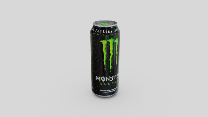 Monster energy can and water condensed 3D Model