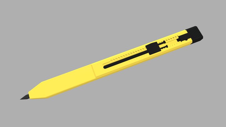 Flat Head Mechanical Carpenter Pencil 3D Model
