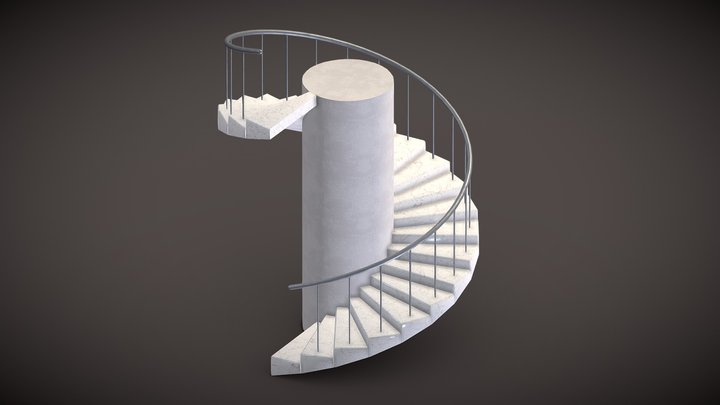 White spiral staircase 3D Model