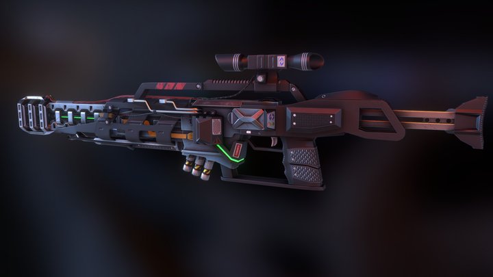 Sci-fi rifle M13-Gaus 3D Model
