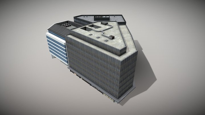 Low rise wall to wall office building 3D Model