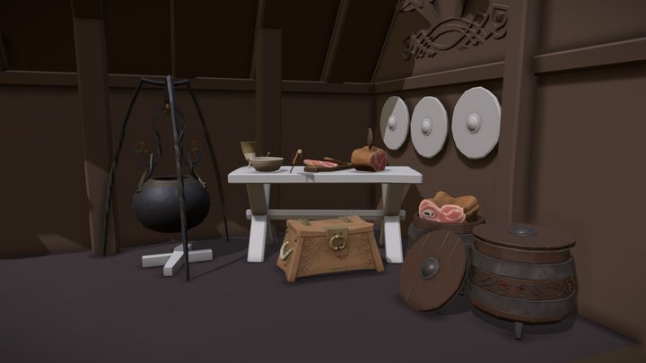 WIP Viking House scene 3D Model