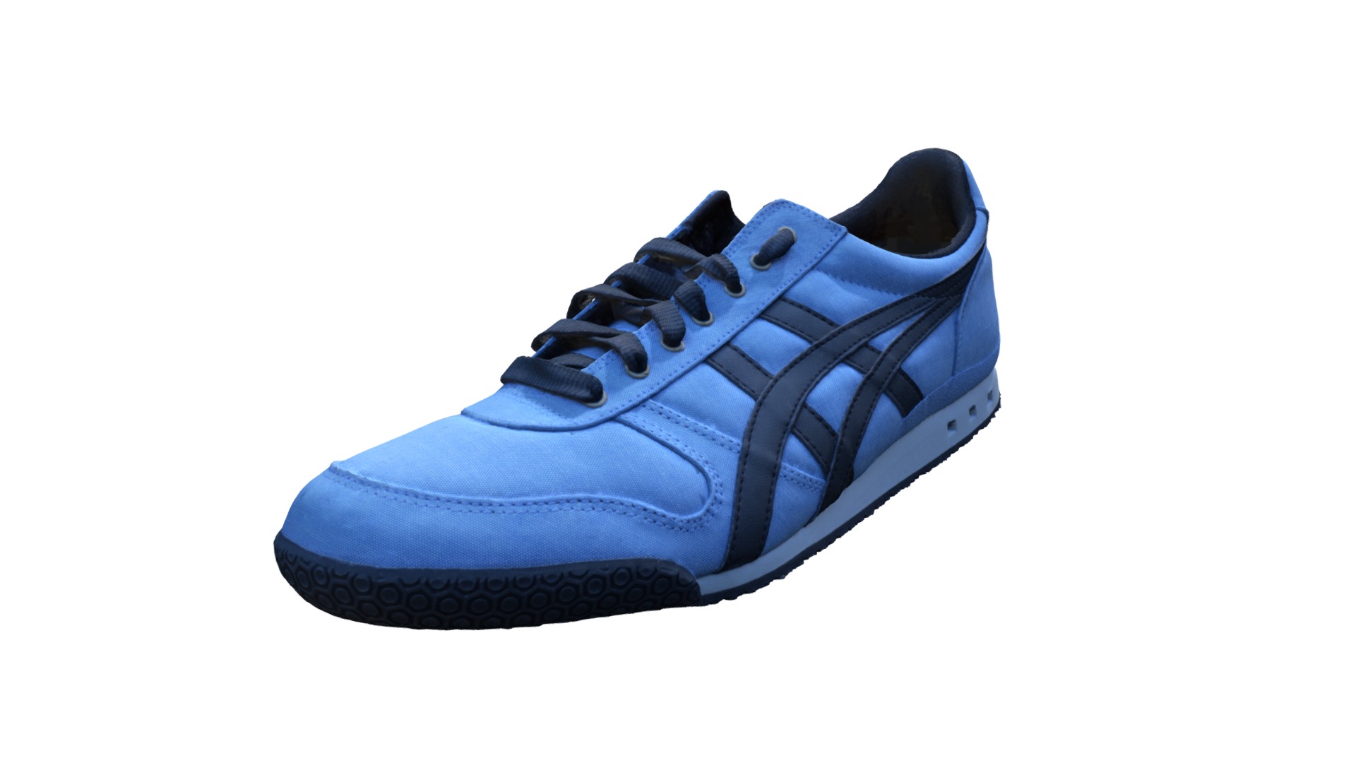 3D model Onitsuka Tiger, Ultimate 81. - This is a 3D model of the Onitsuka Tiger, Ultimate 81.. The 3D model is about a blue and black shoe.